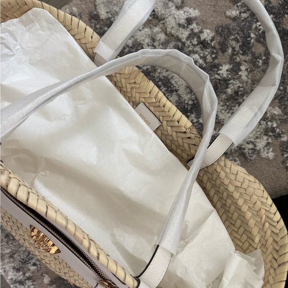 Versace summer woven White handle leather Tote - Picture 3 of 5